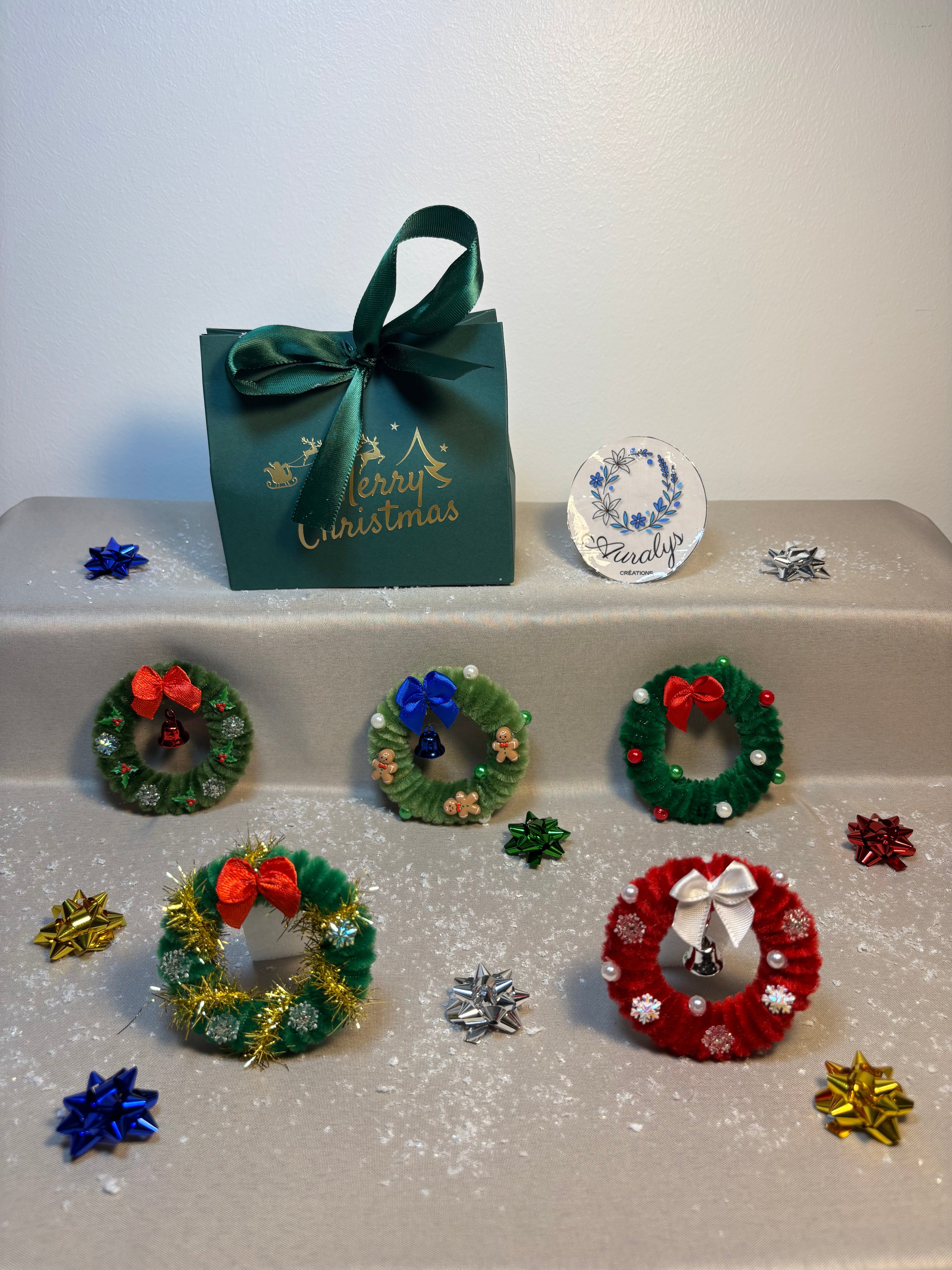 Mini Couronnes Festives – Set de 5 mini couronnes de Noël artisanales Auralys Créations