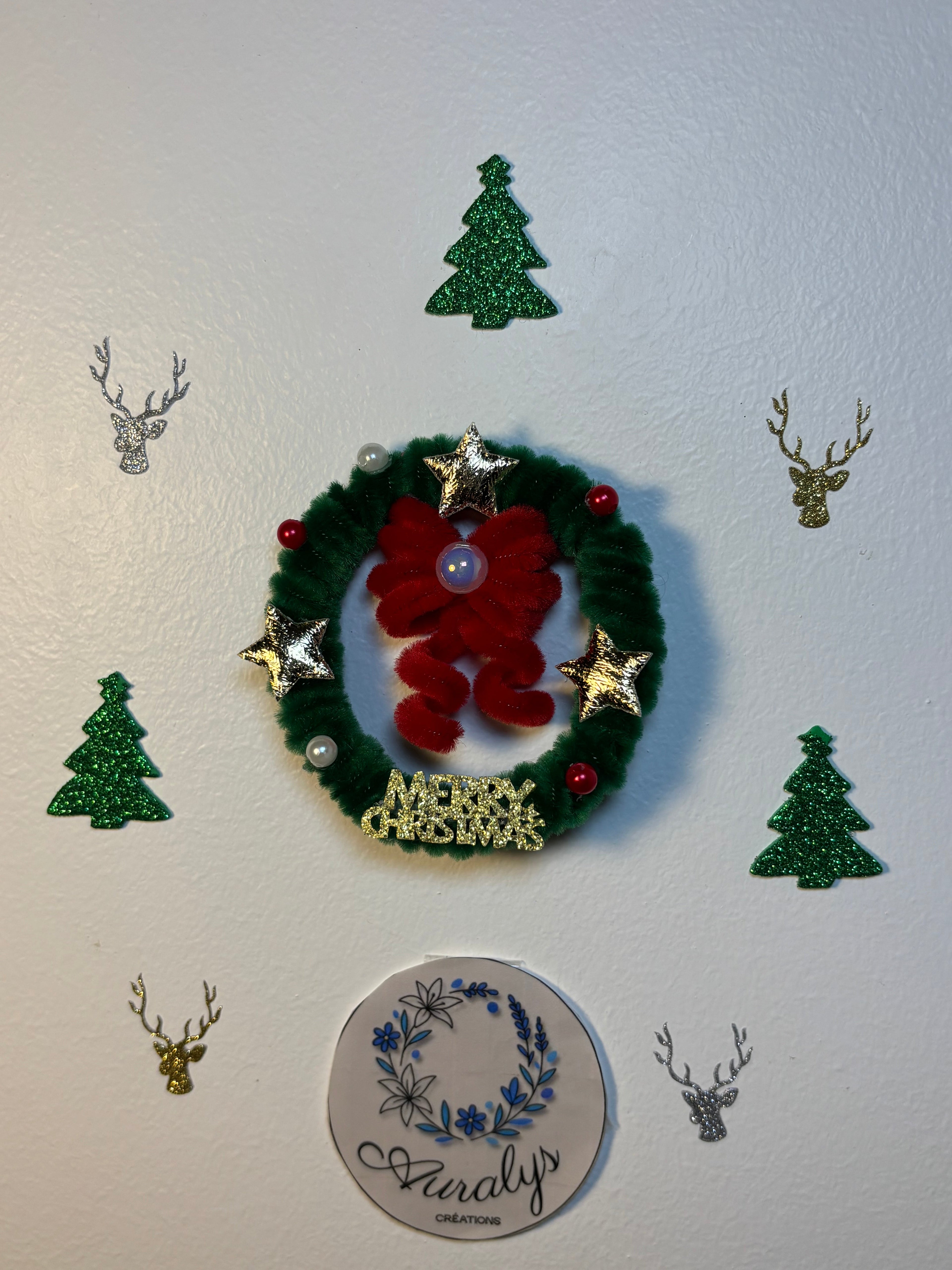 Petite couronne de Noël signature en fil chenille – Décoration festive faite main Auralys Créations