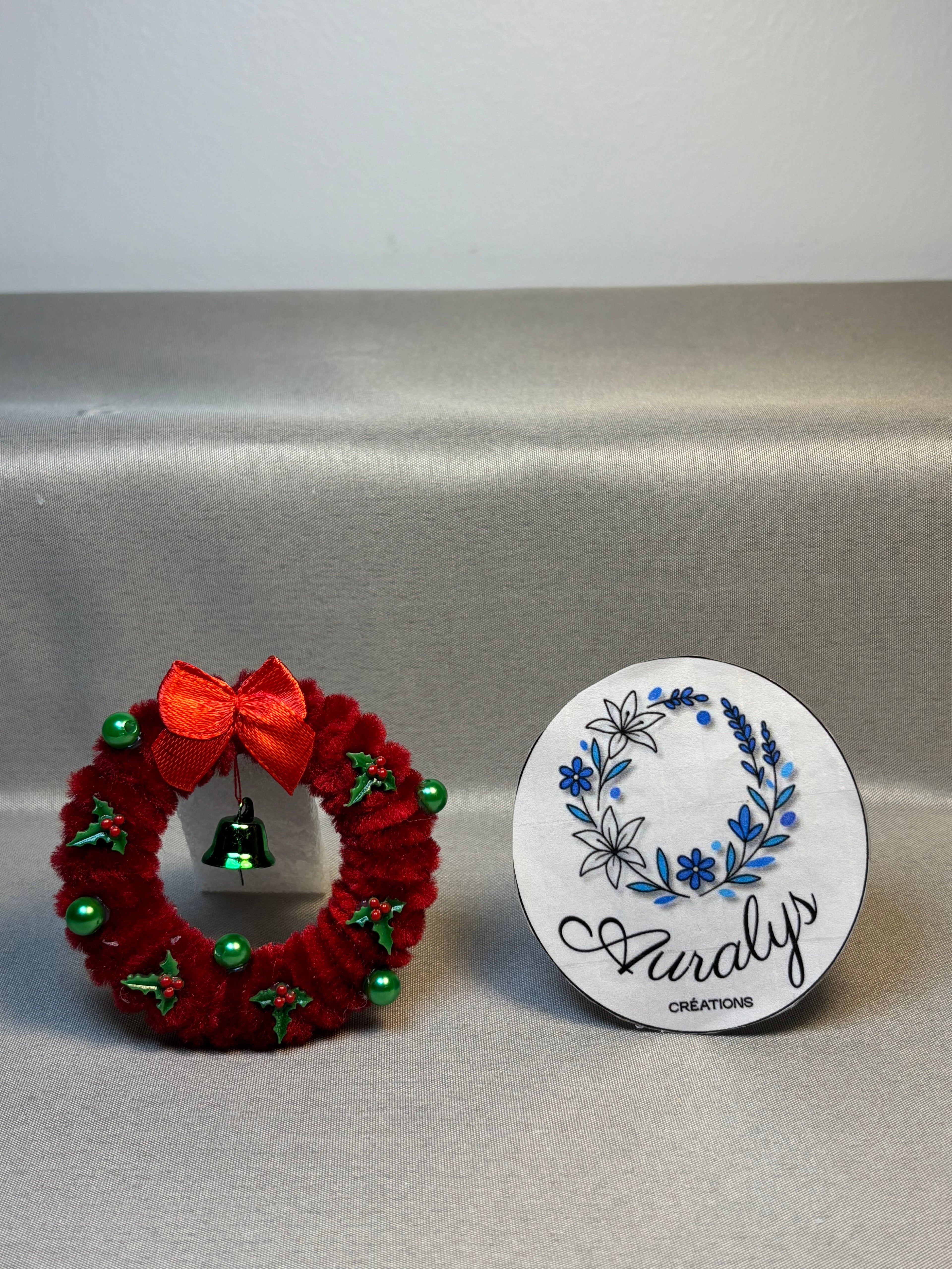 Mini couronne de Noël Auralys en fil chenille – Décoration festive artisanale Auralys Créations