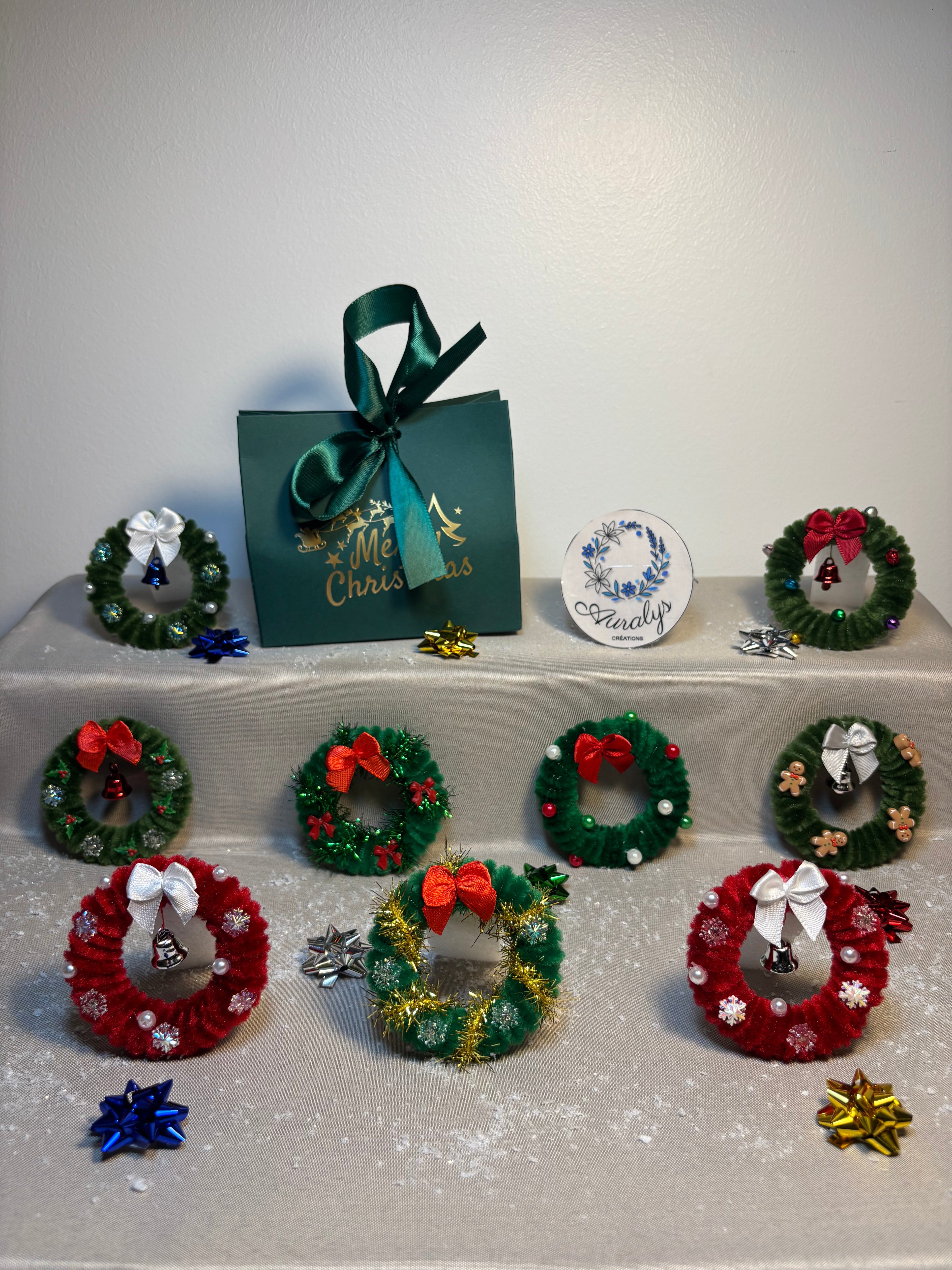 Mini Couronnes Festives – Set de 5 mini couronnes de Noël artisanales Auralys Créations