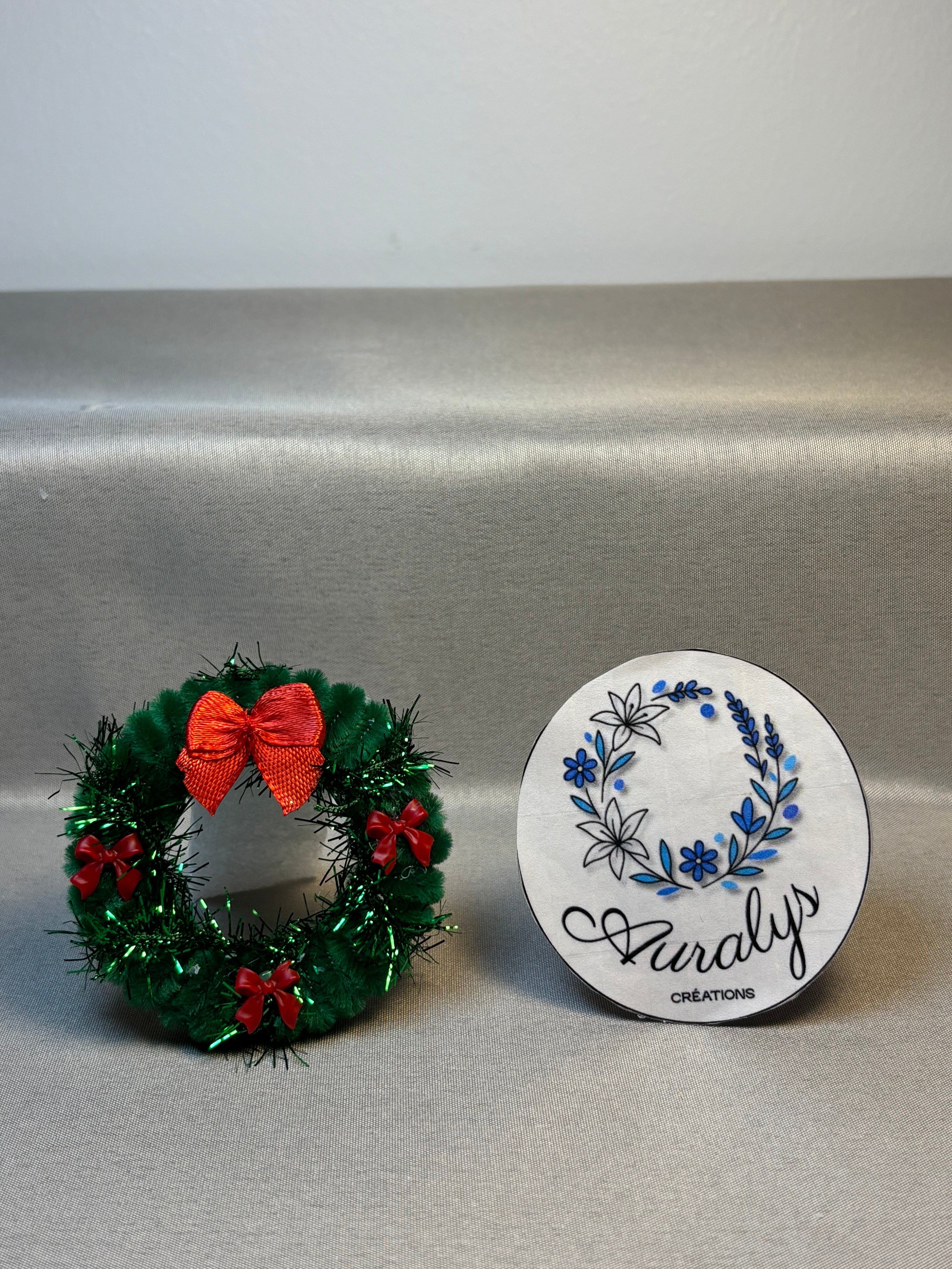 Mini couronne de Noël Auralys en fil chenille – Décoration festive artisanale Auralys Créations