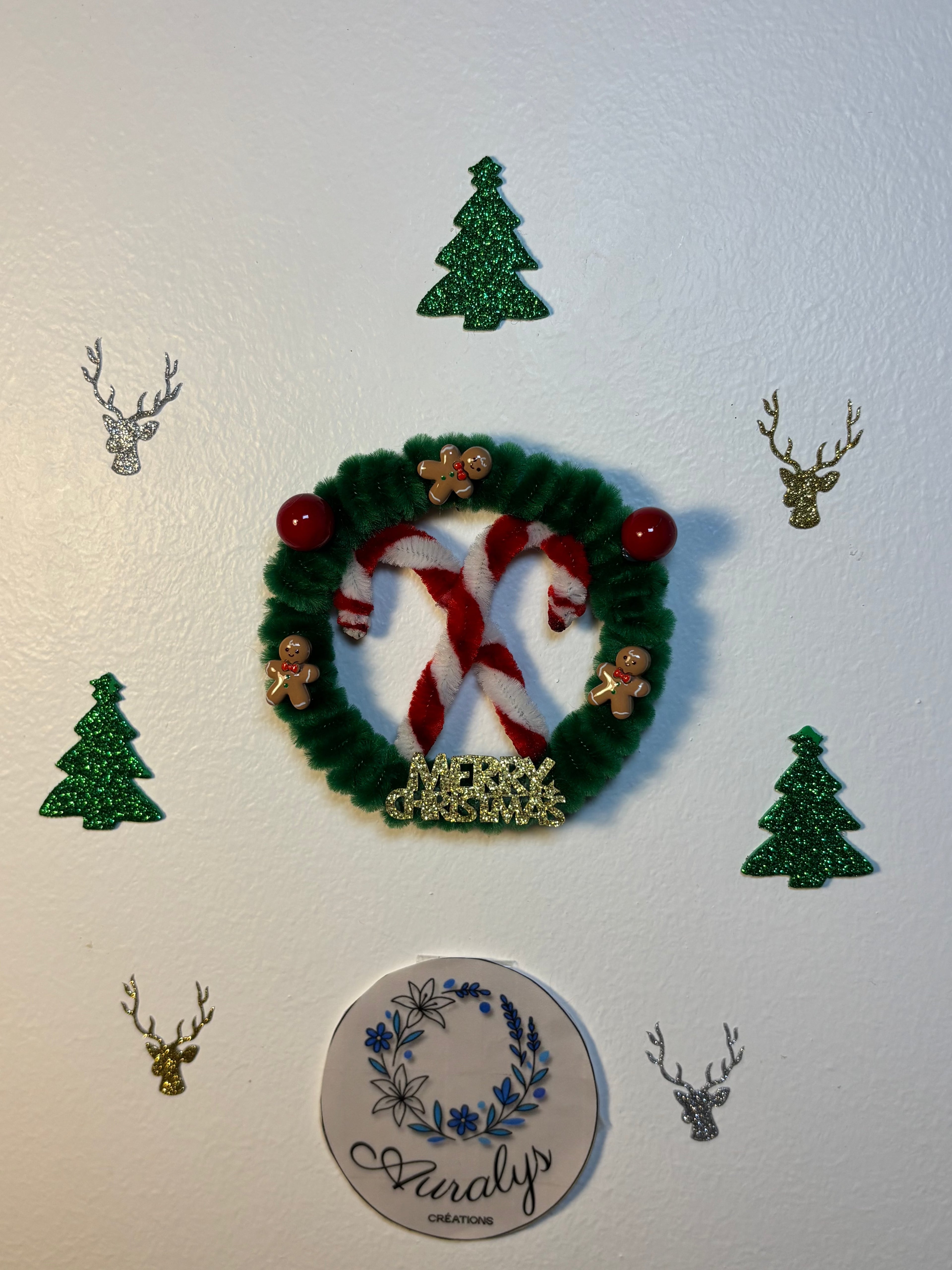 Petite couronne de Noël signature en fil chenille – Décoration festive faite main Auralys Créations