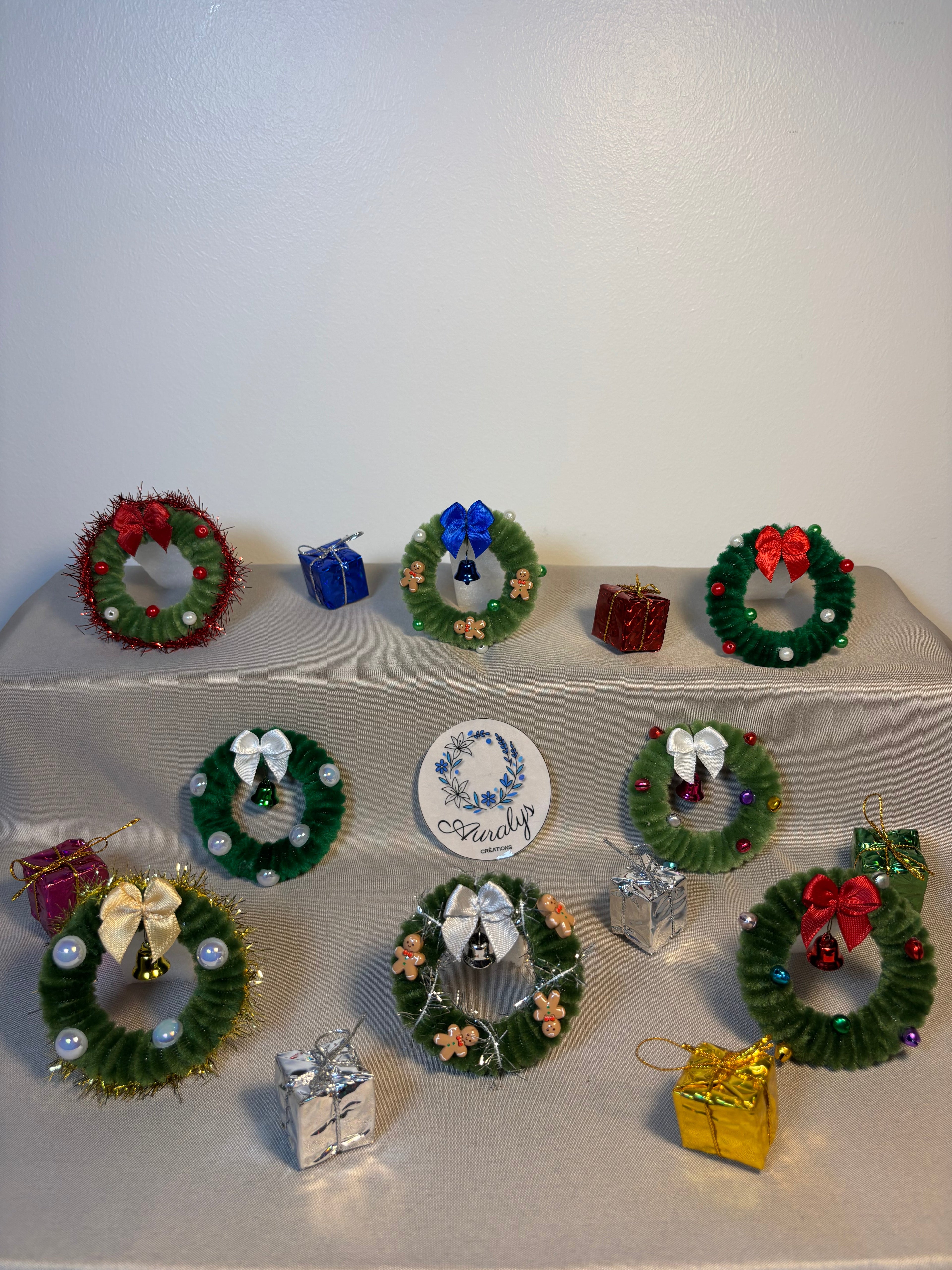 Mini couronne de Noël Auralys en fil chenille – Décoration festive artisanale Auralys Créations