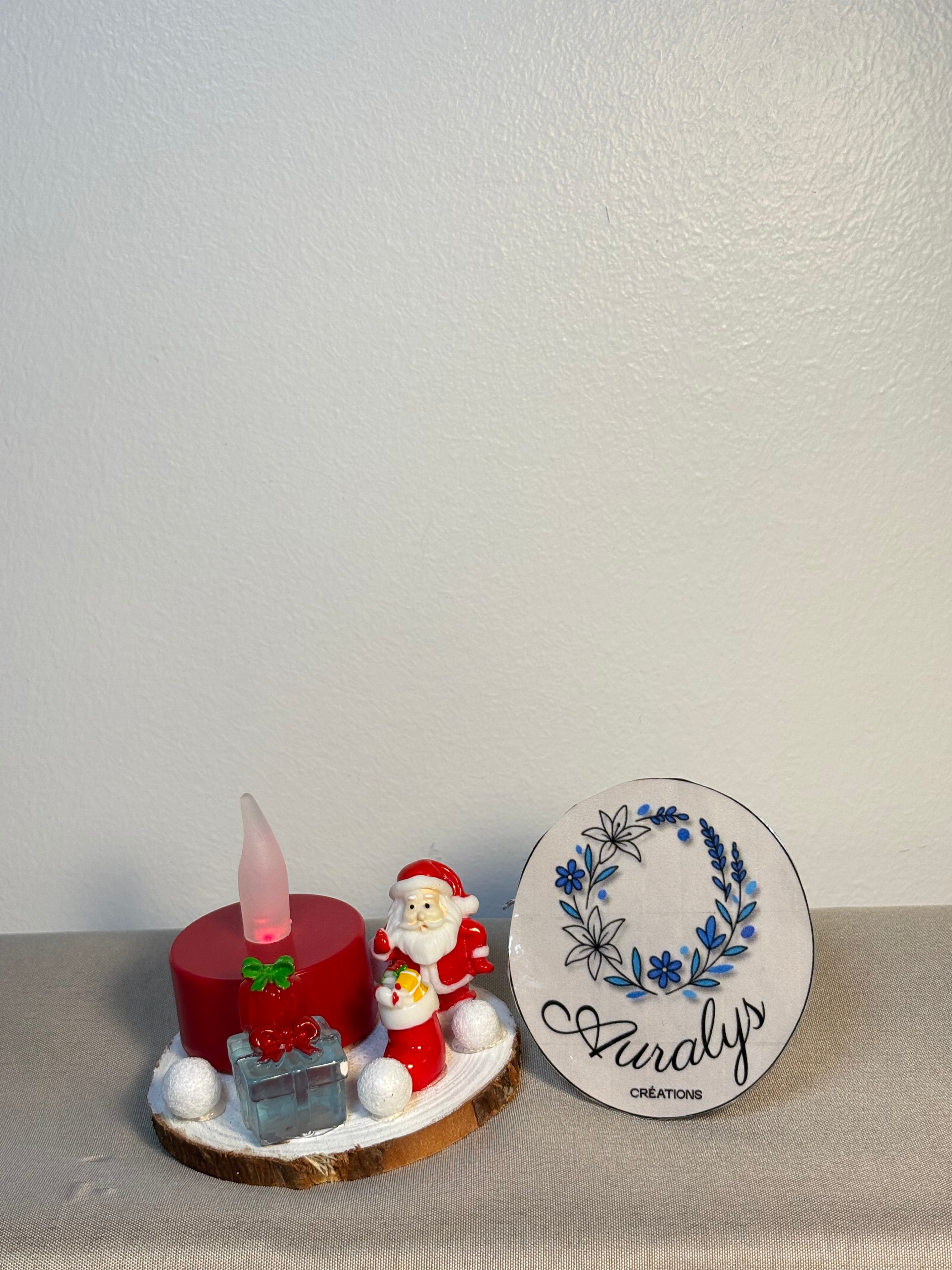 Bougeoir de Noël – Décoration hivernale artisanale avec fausse bougie LED Auralys Créations