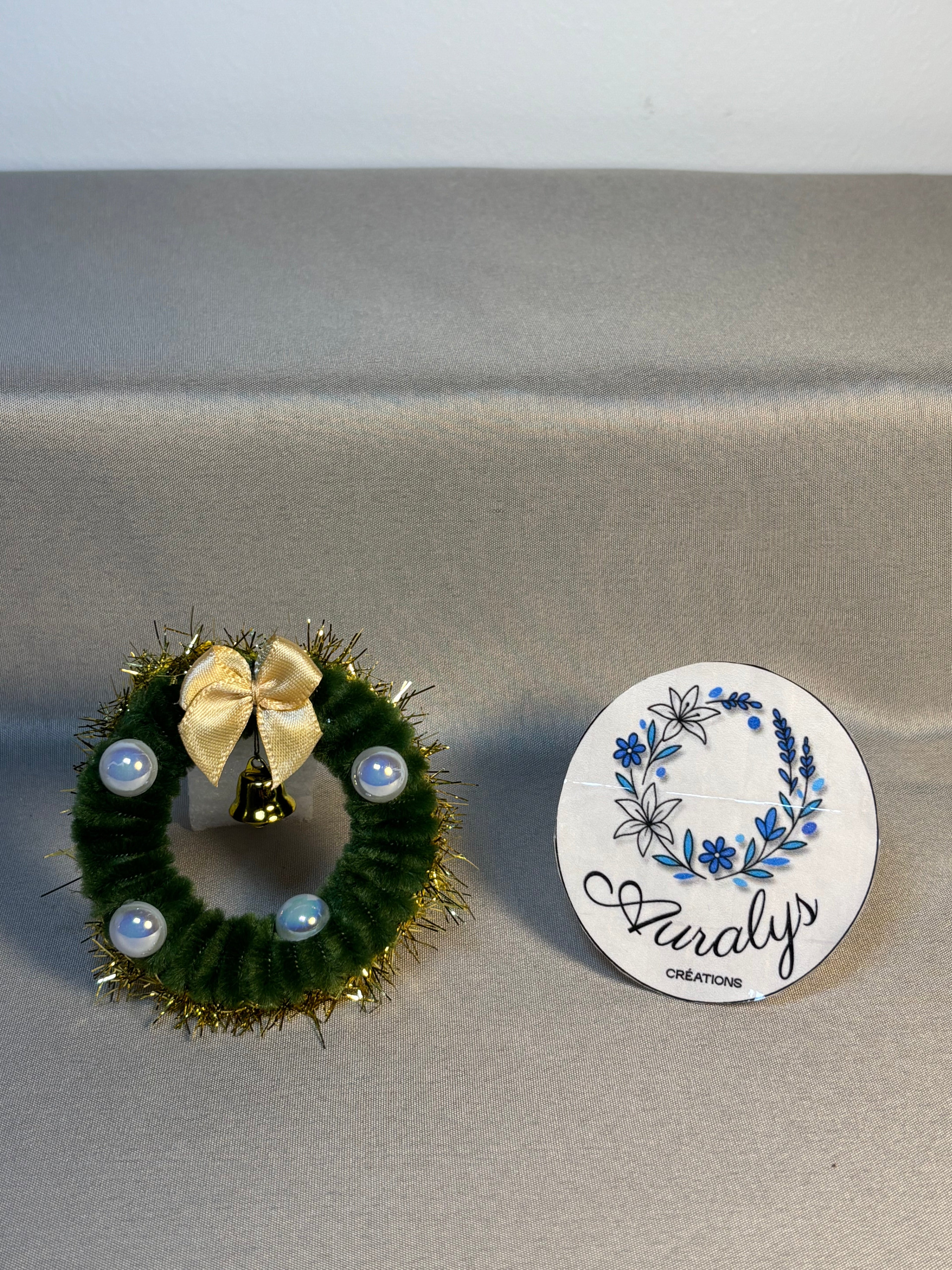 Mini couronne de Noël Auralys en fil chenille – Décoration festive artisanale Auralys Créations
