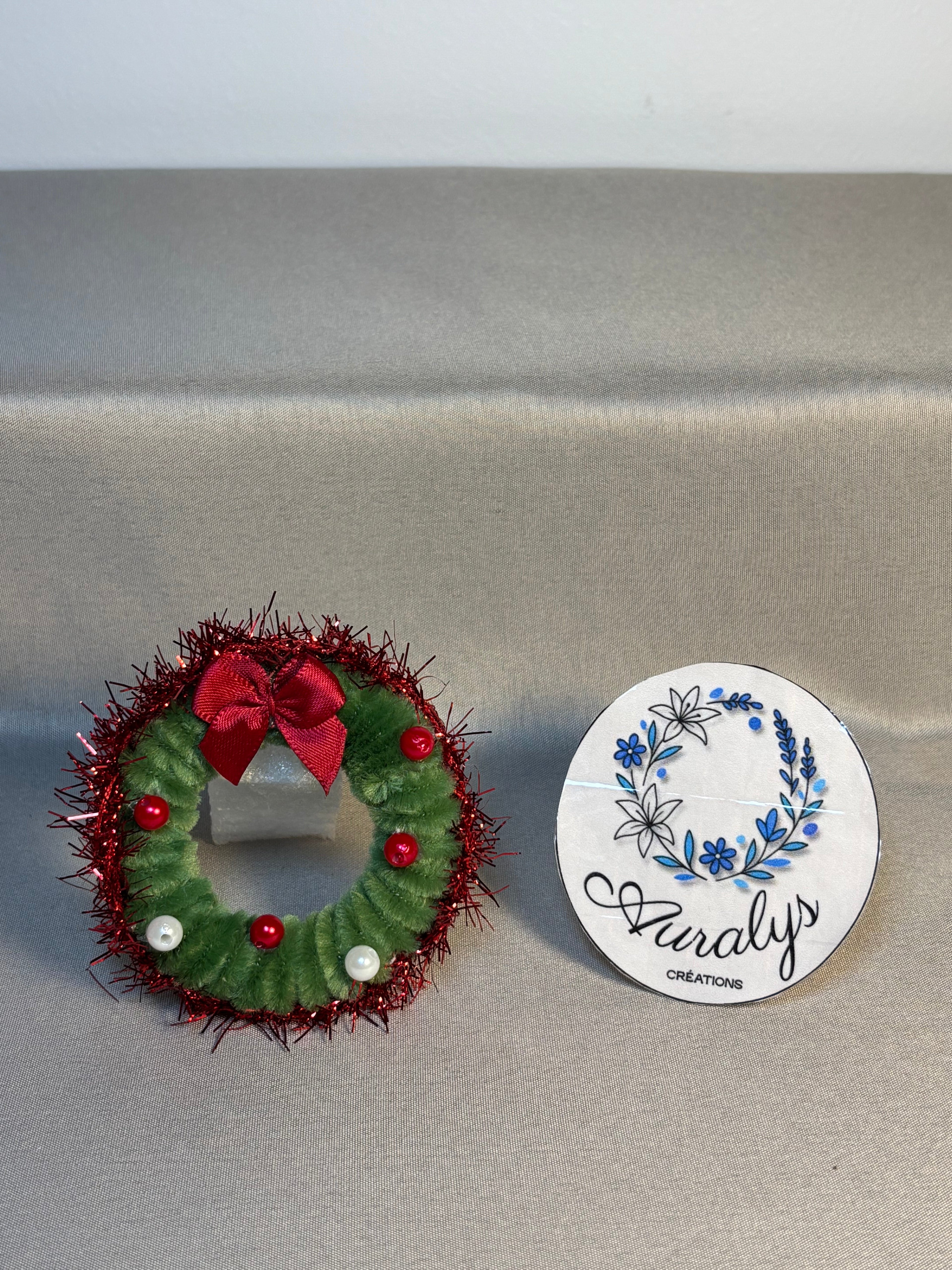 Mini couronne de Noël Auralys en fil chenille – Décoration festive artisanale Auralys Créations