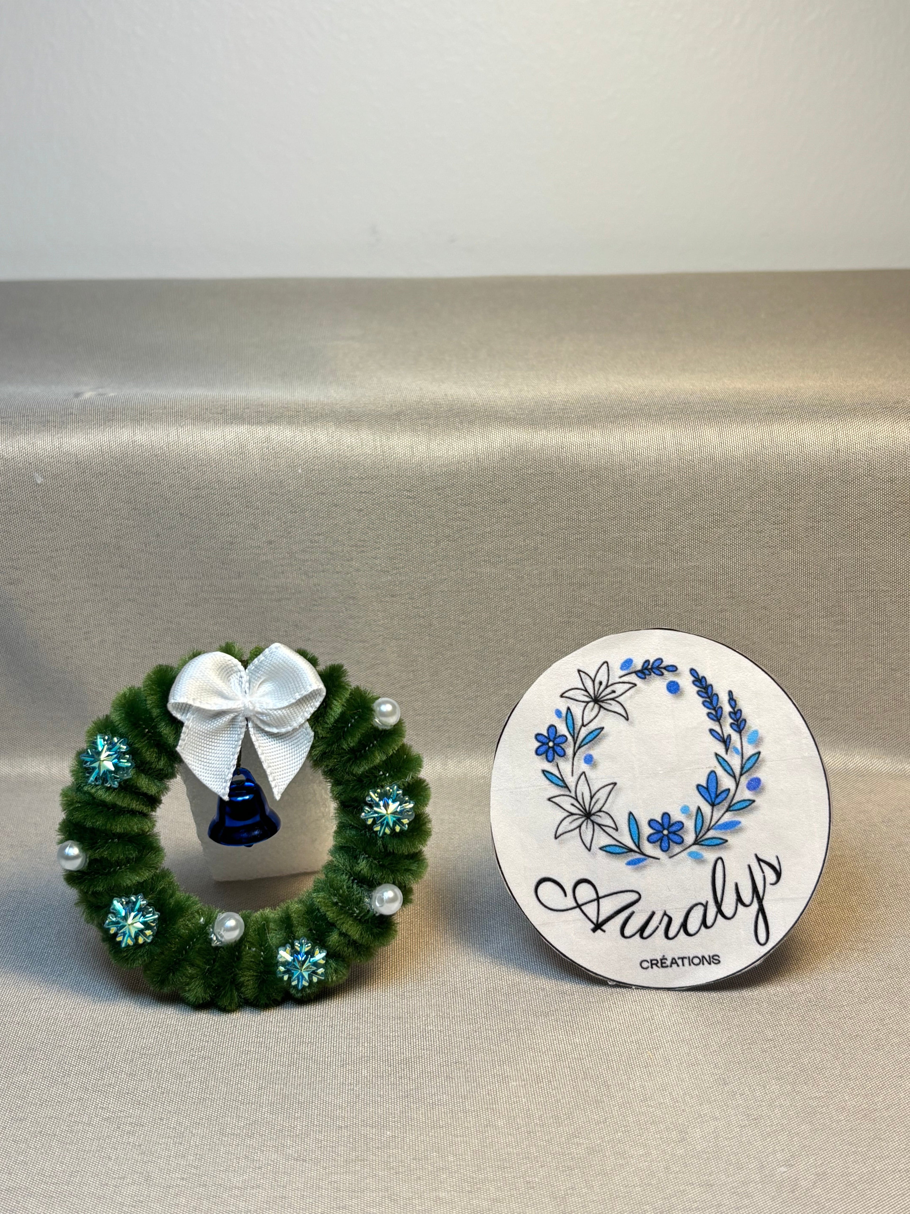 Mini couronne de Noël Auralys en fil chenille – Décoration festive artisanale Auralys Créations