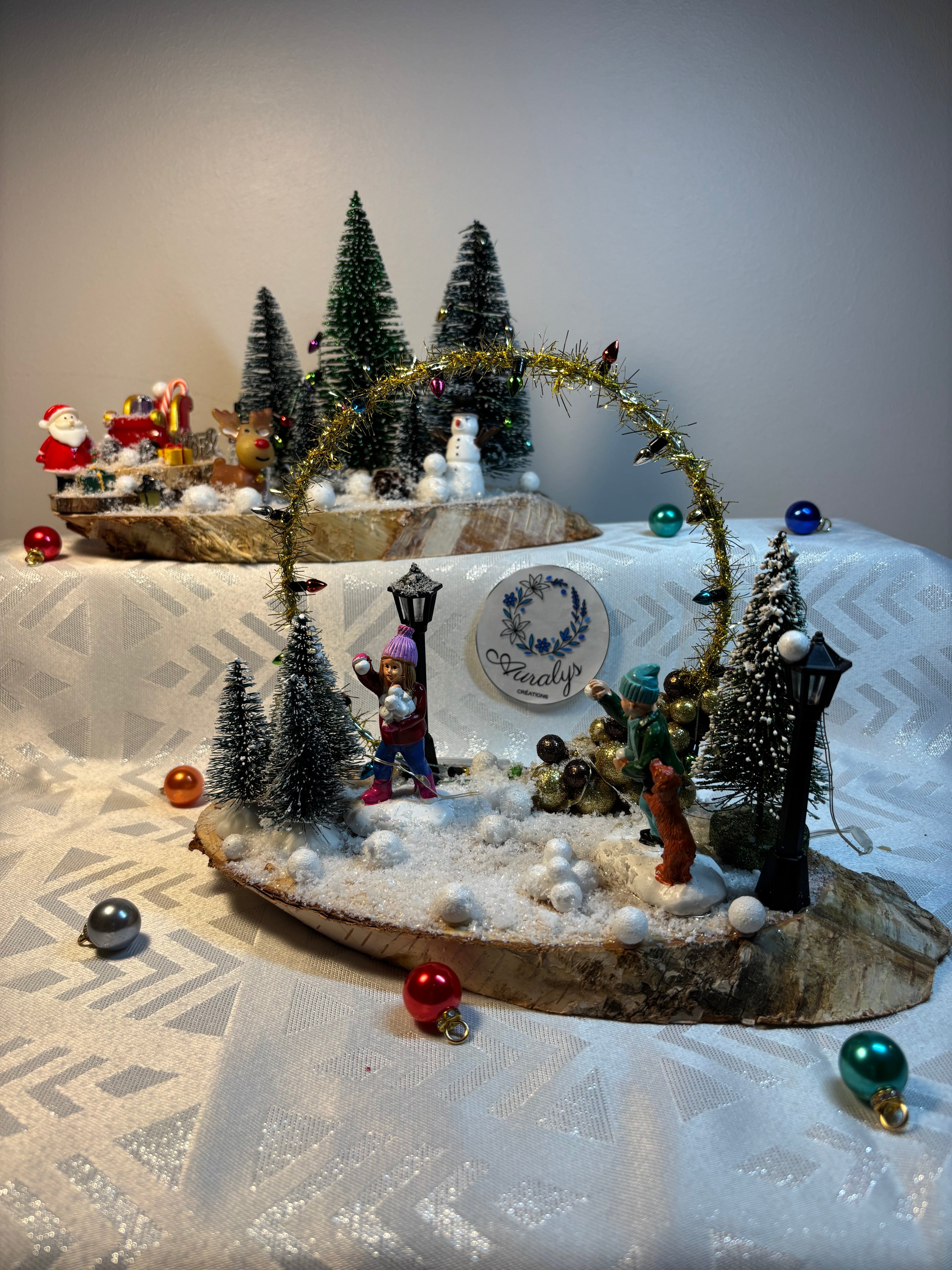 Grande scène de Noël artisanale – Décoration magique en bois Auralys Créations