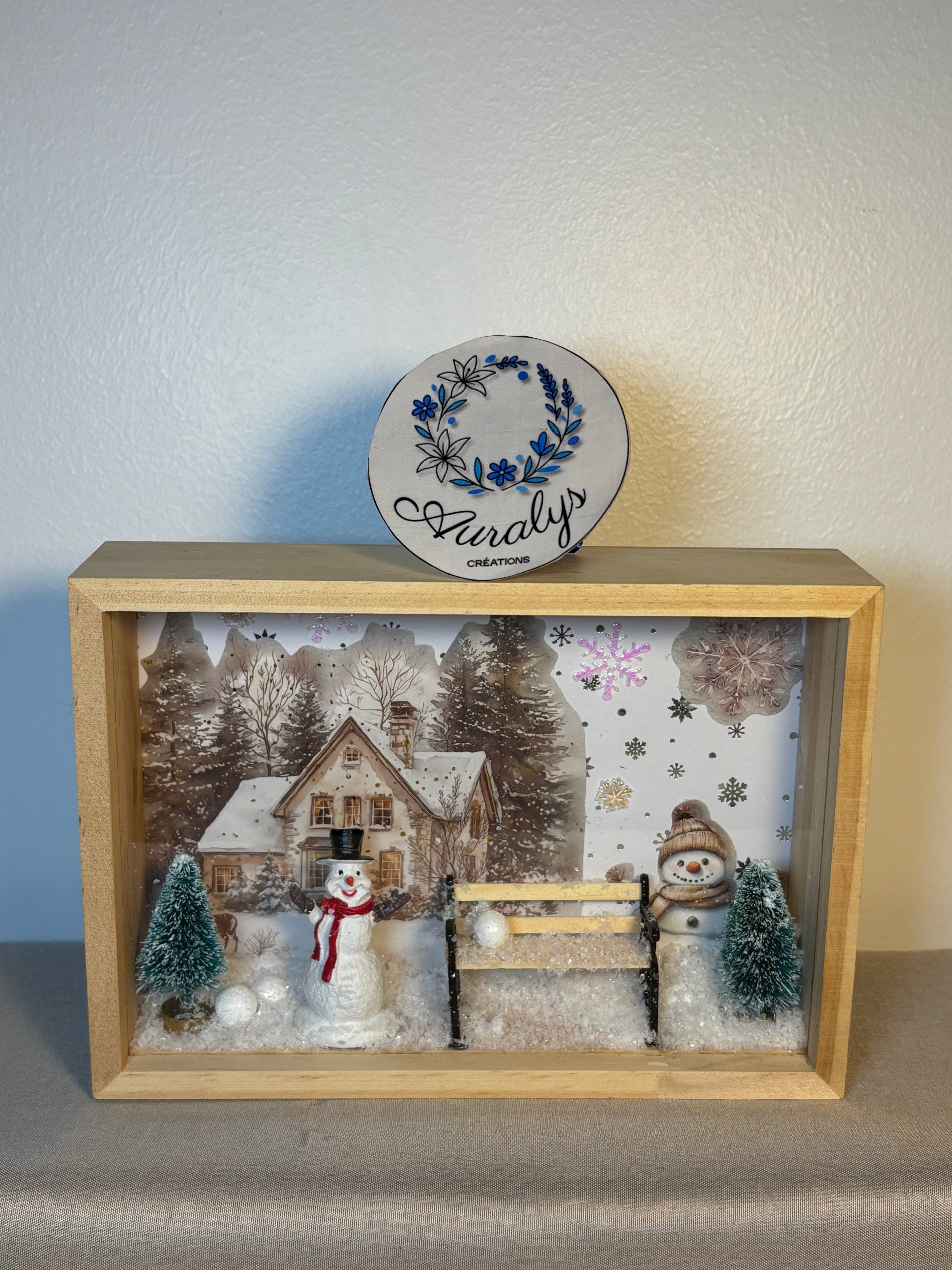 Cadre de Noël décoratif – Scène hivernale faite main Auralys Créations