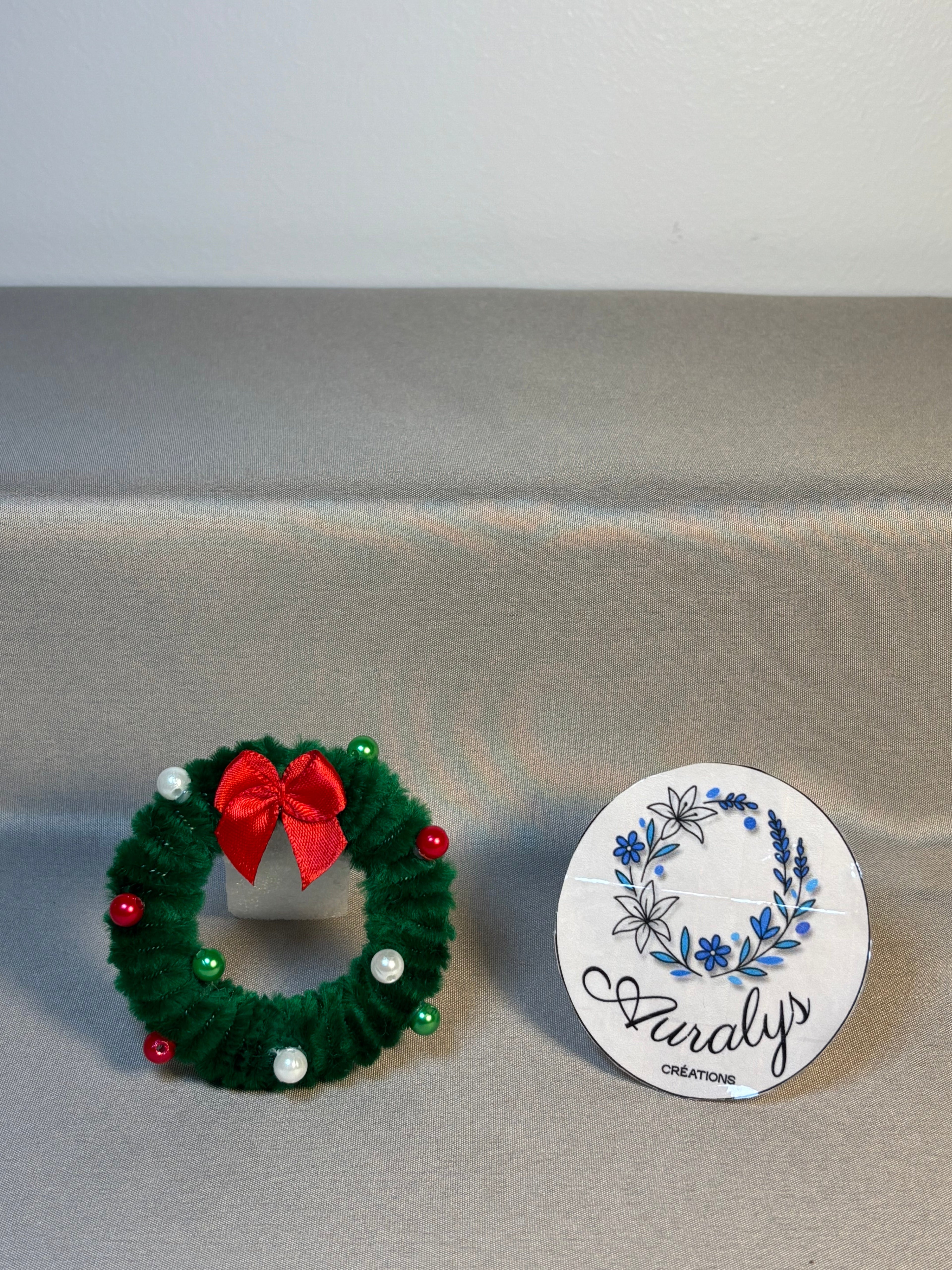 Mini couronne de Noël Auralys en fil chenille – Décoration festive artisanale Auralys Créations