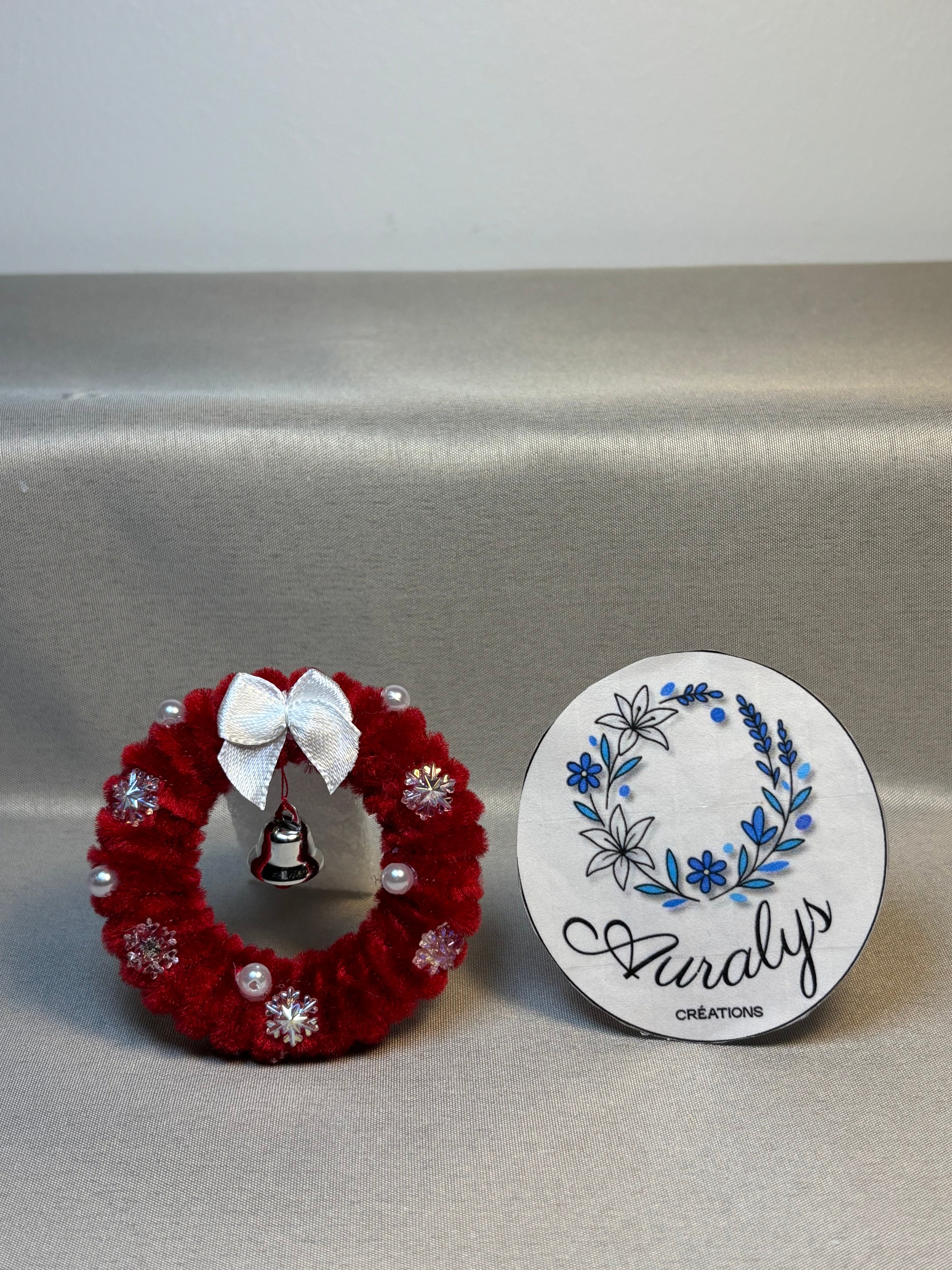 Mini couronne de Noël Auralys en fil chenille – Décoration festive artisanale Auralys Créations