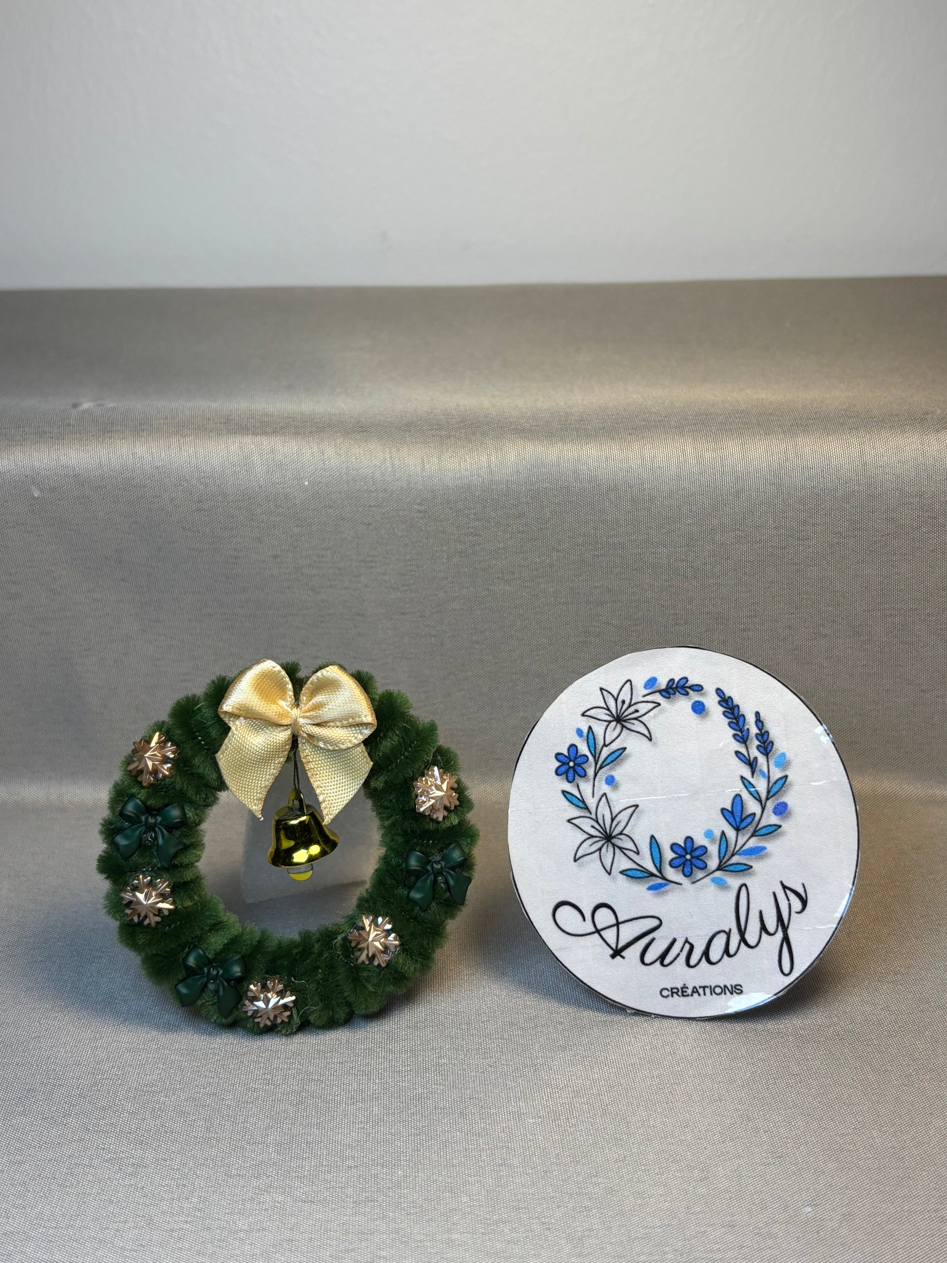 Mini couronne de Noël Auralys en fil chenille – Décoration festive artisanale Auralys Créations