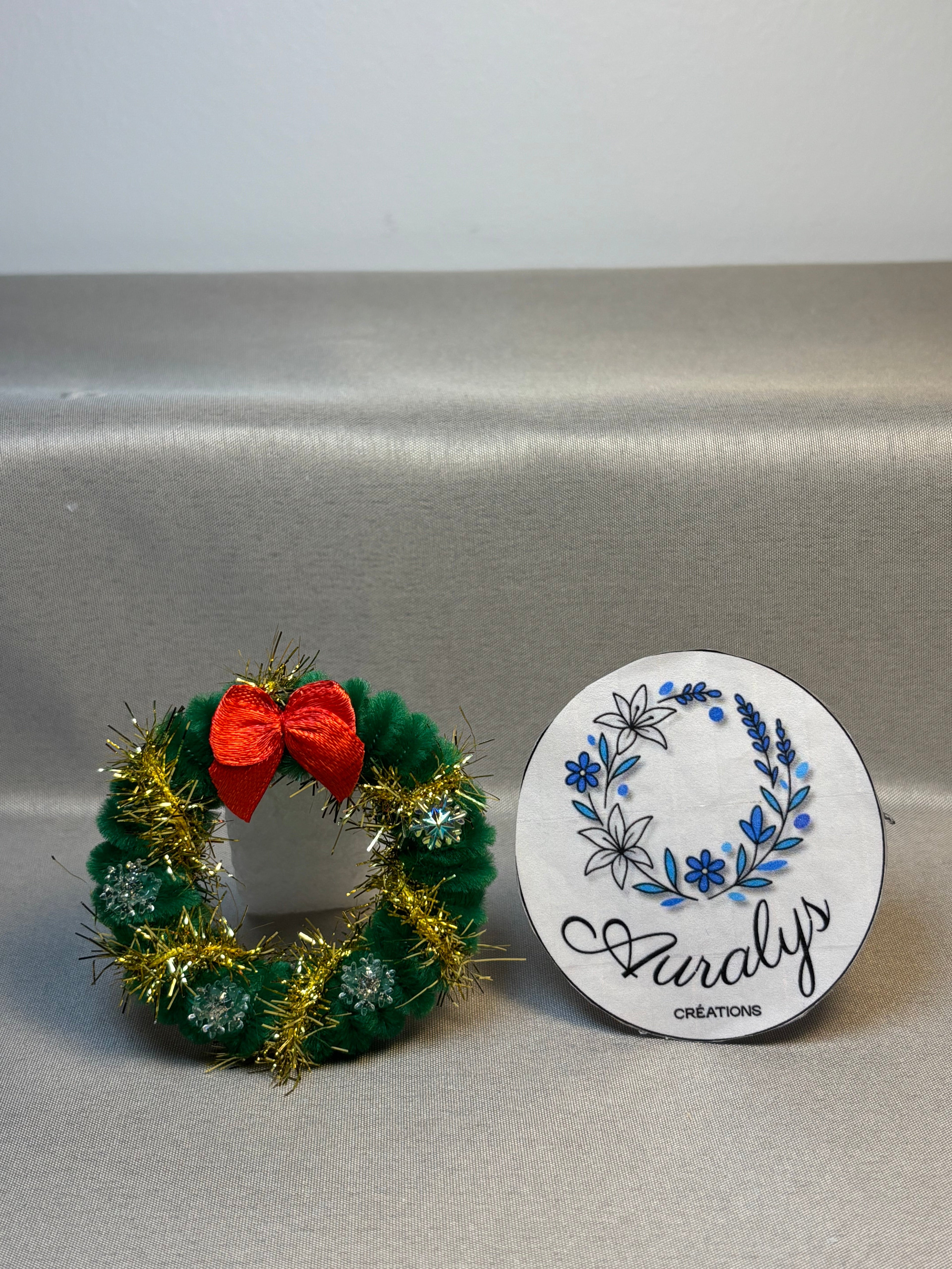 Mini couronne de Noël Auralys en fil chenille – Décoration festive artisanale Auralys Créations