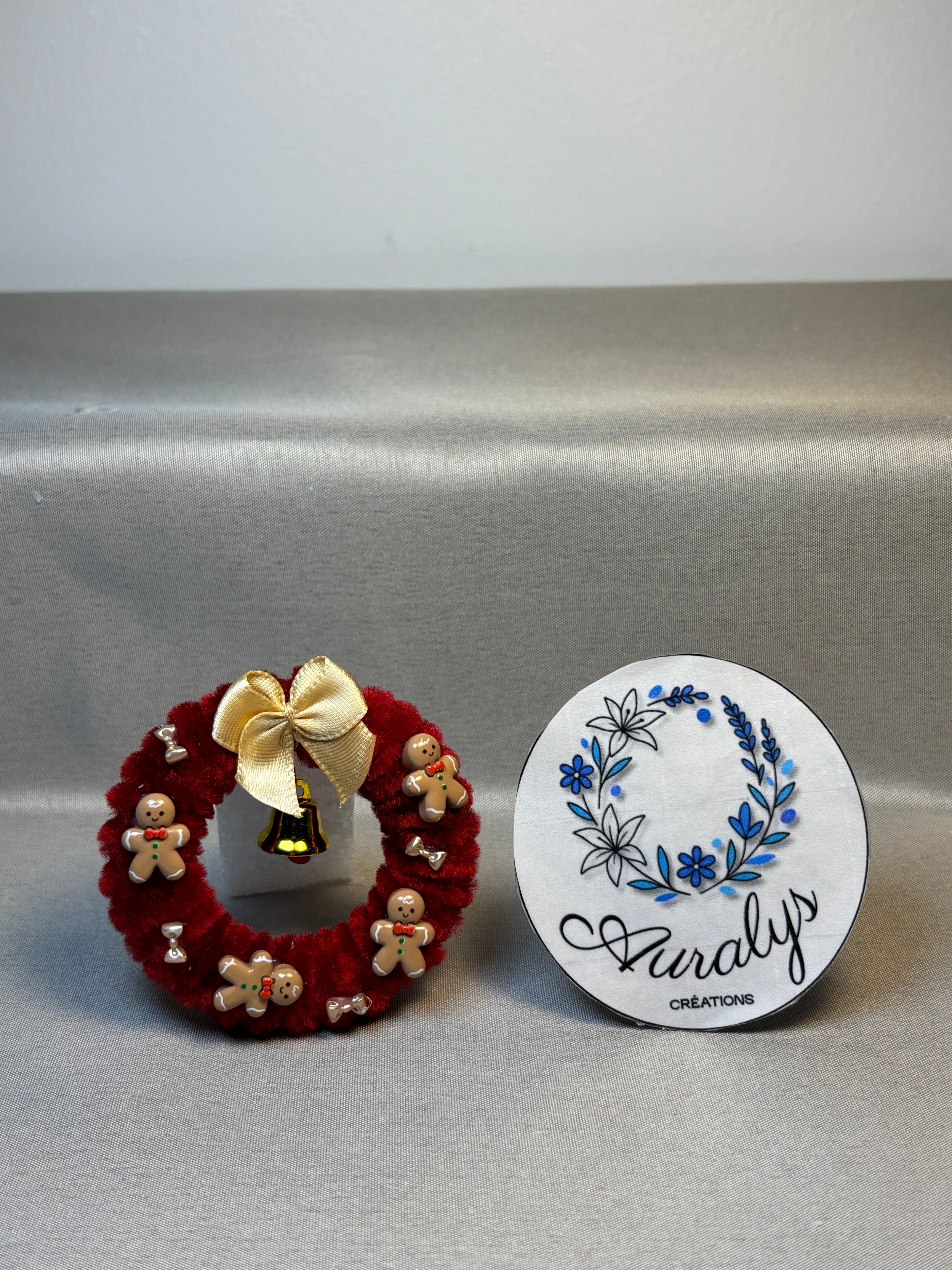 Mini couronne de Noël Auralys en fil chenille – Décoration festive artisanale Auralys Créations