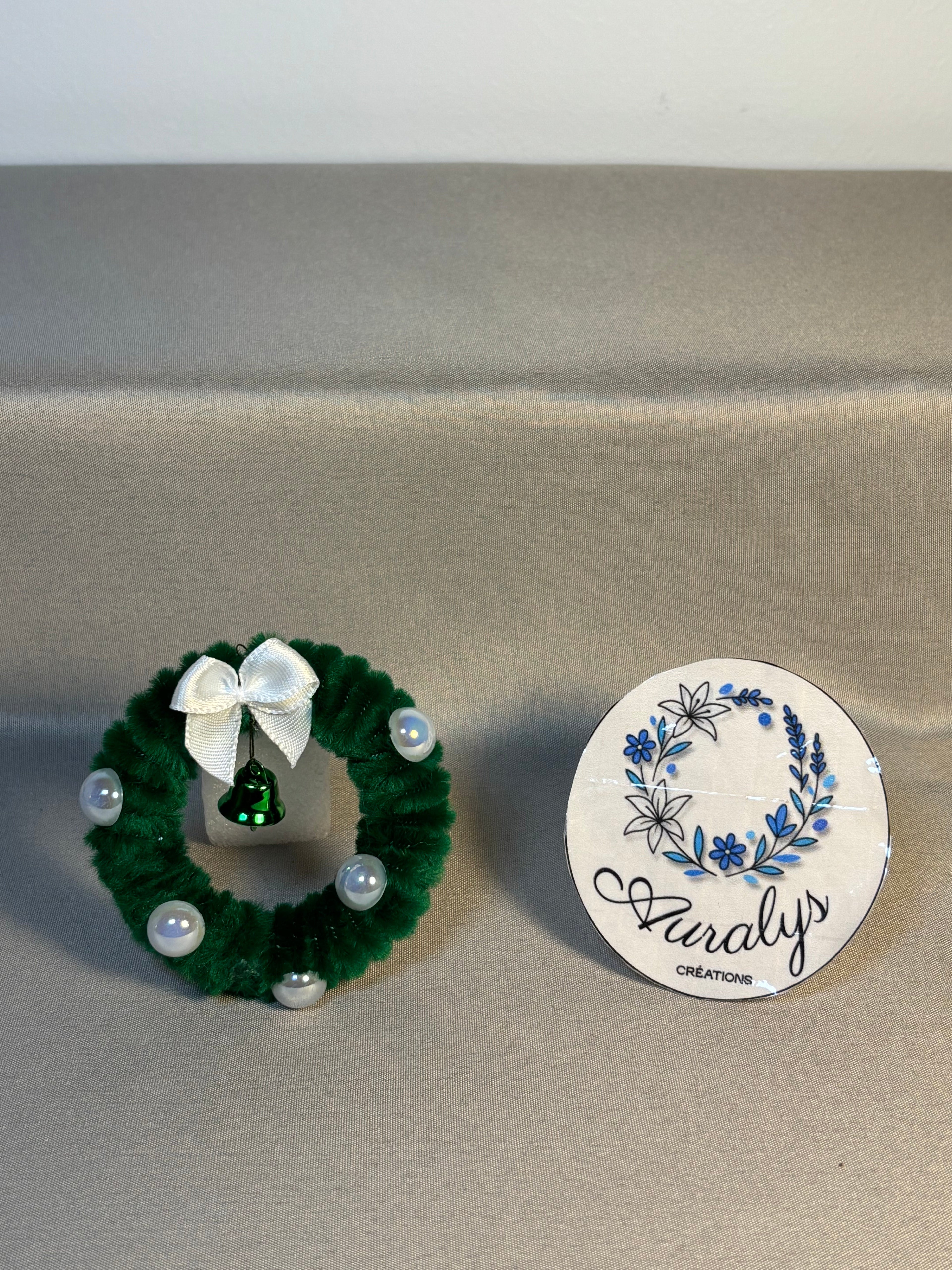 Mini couronne de Noël Auralys en fil chenille – Décoration festive artisanale Auralys Créations