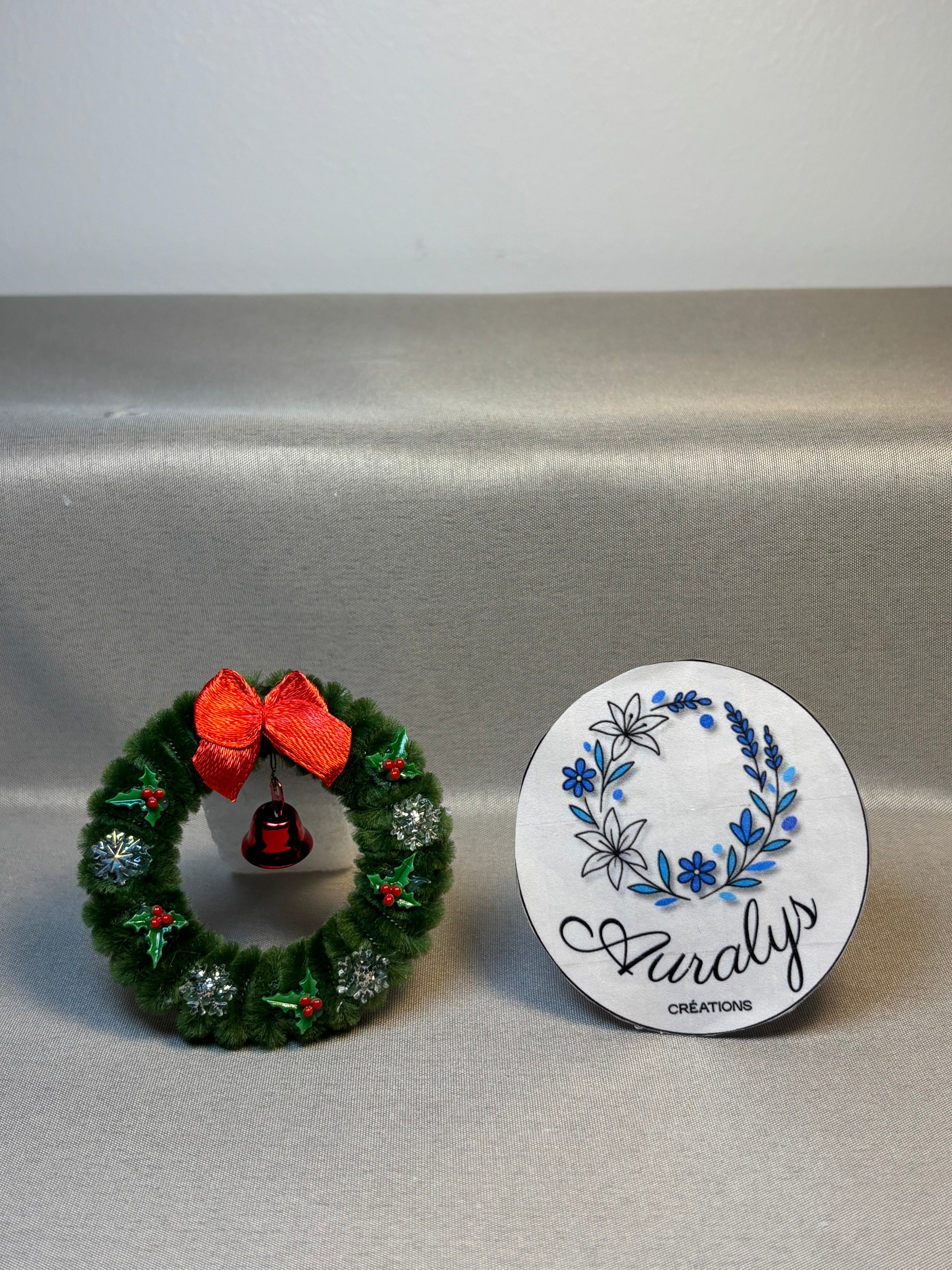 Mini couronne de Noël Auralys en fil chenille – Décoration festive artisanale Auralys Créations