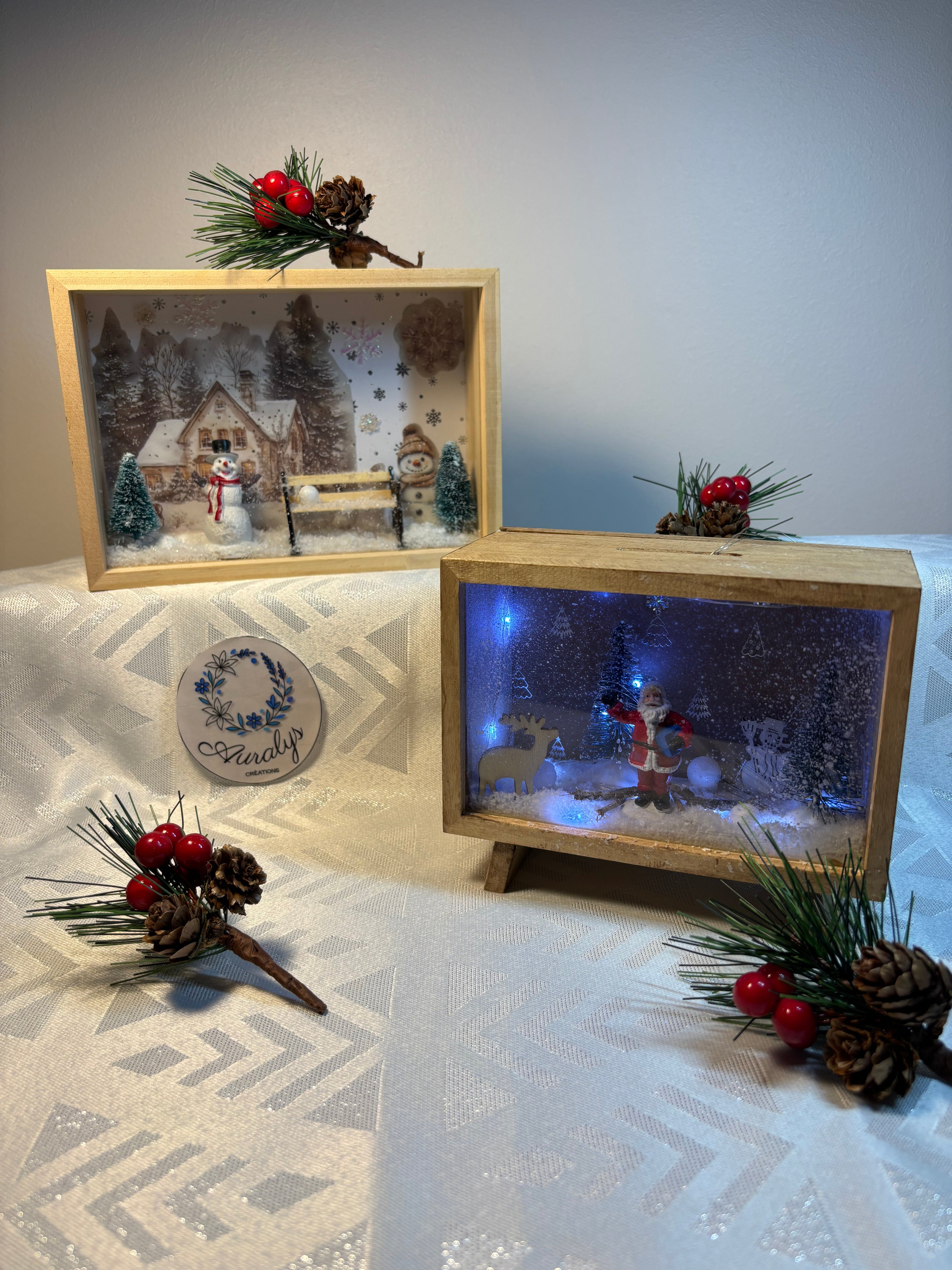 Cadre de Noël décoratif – Scène hivernale faite main Auralys Créations